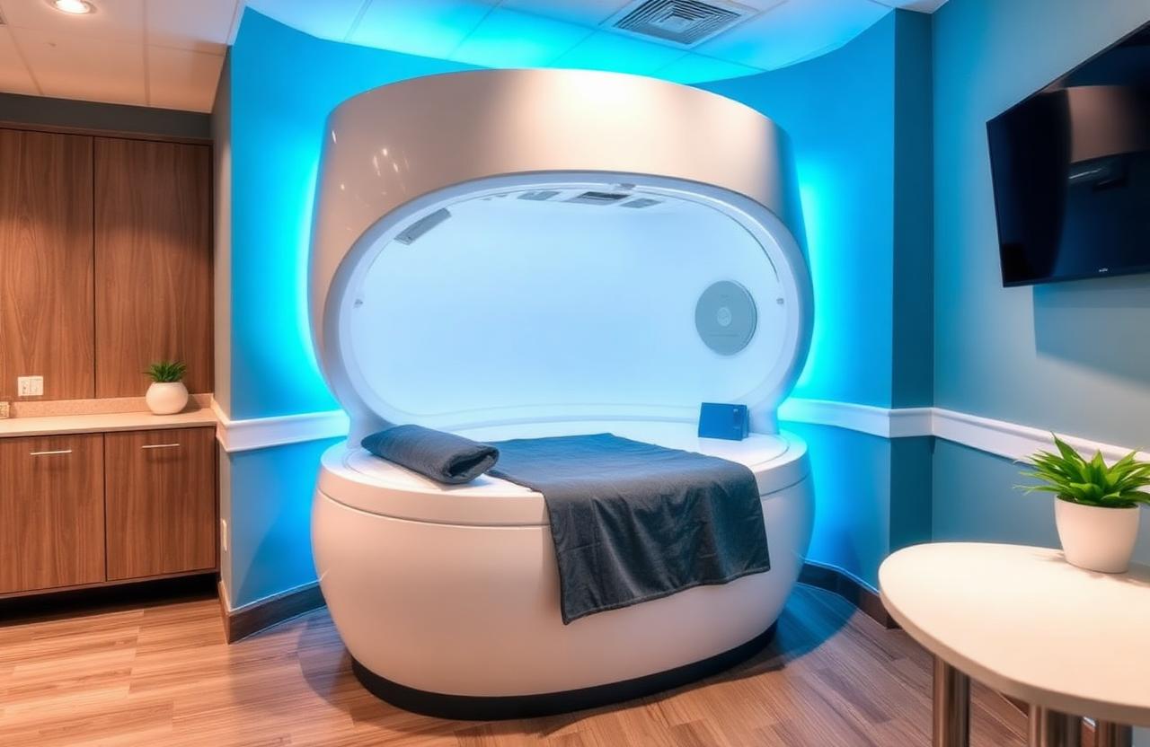 Hyperbaric oxygen therapy chamber at a North Denver wellness clinic