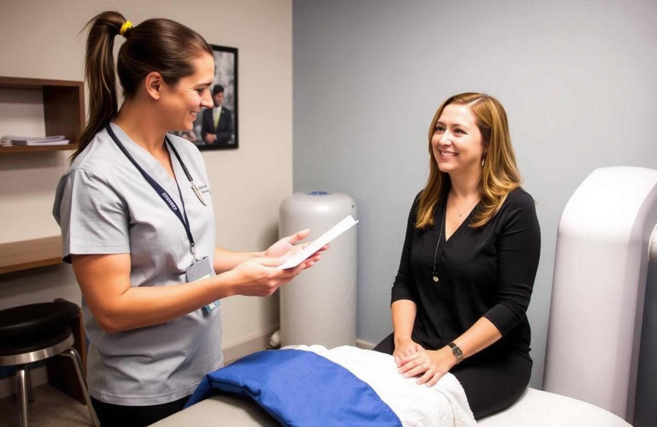 HBOT North Denver staff explaining a hyperbaric oxygen therapy session